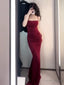 Gorgeous Mermaid Spaghetti Straps Burgundy Prom Dress Birthday Outfits