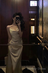 Gorgeous Mermaid Spaghetti Straps Champagne Slit Date Night Dress Prom Dresses Birthday Outfits