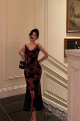 Gorgeous Mermaid Spaghetti Straps Pink Date Night Dress Long Prom Dresses Birthday Outfits