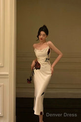 Gorgeous Mermaid Spaghetti Straps White Floral Date Night Dress Prom Dresses Birthday Outfit