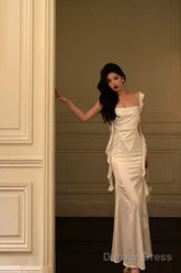 Gorgeous Mermaid Straps White Date Night Dress Lace Prom Dresses Birthday Outfits