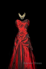 Gorgeous Mermaid Sweetheart Red Taffeta Long Evening Dresses Prom Dresses