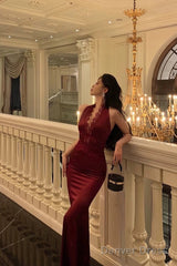 Gorgeous Mermaid V Neckline Burgundy Date Night Dress Lace Prom Dresses Birthday Outfits