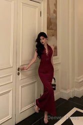 Gorgeous Mermaid V Neckline Burgundy Date Night Dress Lace Prom Dresses Birthday Outfits