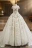 Gorgeous Off The Shoulder Chapel Train Ball Gowns Wedding Dresses With Bowknot