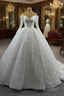 Gorgeous Off The Shoulder Sparkly Ball Gowns Sequin Wedding Dresses With Sleeves