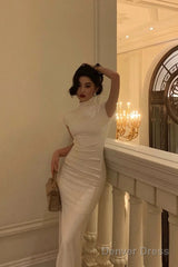 Gorgeous Sheath High Neckline White Date Night Dress Prom Dresses Party Dress Birthday Outfits