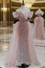 Gorgeous Sheath Off The Shoulder Pink Sequin Long Prom Dress Birthday Outfits