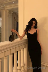 Gorgeous Sheath Spaghetti Straps Black Date Night Dress Prom Dresses Party Dress Birthday Outfits