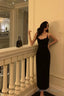 Gorgeous Sheath Spaghetti Straps Black Date Night Dress Prom Dress Birthday Outfits