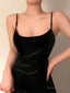Gorgeous Sheath Spaghetti Straps Black Prom Dress Birthday Outfits