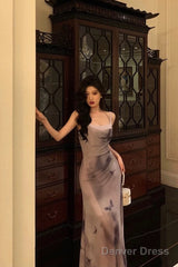 Gorgeous Sheath Spaghetti Straps Date Night Dress Long Prom Dresses Birthday Outfits