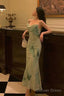Gorgeous Sheath Spaghetti Straps Sage Green Date Night Dress Prom Dresses Birthday Outfit