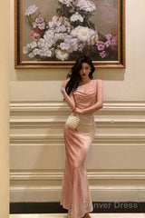 Gorgeous Sheath Spaghetti Straps Sleeveless Pink Date Night Dress Prom Dresses Birthday Outfit