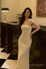 Gorgeous Sheath Square Neckline Ivory Date Night Dress Prom Dresses Party Dress Birthday Outfits