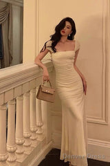 Gorgeous Sheath Square Neckline Ivory Date Night Dress Prom Dresses Party Dress Birthday Outfits