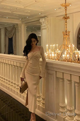 Gorgeous Sheath Square Neckline Long Sleeves Date Night Dress Prom Dresses Birthday Outfits