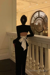 Gorgeous Sheath Strapless Long Sleeves Black Date Night Dress Prom Dresses Birthday Outfit