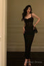 Gorgeous Sheath Straps Date Night Dress Black Prom Dress Birthday Outfits