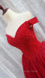 Gorgeous Sparkle Beaded Off Shoulder Red Prom Dress, Red Homecoming Dresses