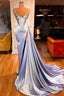 Gorgeous Split Front Sleeveless V-Neck Spaghetti Strap Prom Dress