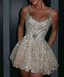 Gorgeous Tulle Beaded A Line Cocktail Dress Champagne Short Homecoming Dresses