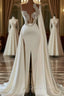 Gorgeous White A Line One Shoulder Graduation Dress Long Glitter Prom Dresses With Split Online