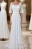 Graceful Long A Line Lace Chiffon Wedding Dresses with Sleeves