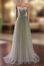 Gradient Light Green Beaded Tulle A Line Prom Dress Long Junior Prom Dress shops