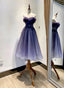 Gradient Tulle Sweetheart Knee Length Prom Dresses, Cute Homecoming Dresses