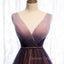 Gradient V Neckline Tulle Long Prom Dress, Gradient Prom Gowns