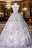 Gray A Line Tulle Long Prom Dress, Gray Prom Dresses
