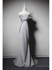 Gray Mermaid Strapless Prom Dress