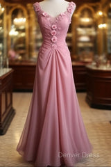 Gray Pink Retro Mermaid V-Neck Chiffon Beaded Long Prom Dresses Sweet Applique Birthday Dresses