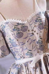 Gray Print Short Prom Dresses Dresses, Lovely Spaghetti Strap Evening Party Dresses