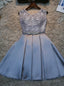 Gray Satin Lace Homecoming Dresses
