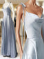 Gray Satin Spaghetti Straps Prom Dresses