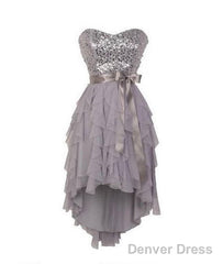 Gray Sweetheart Sequin Short Prom Dress, Bridesmaid Dress