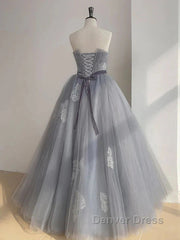 Gray Tulle Lace Long Prom Dresses Sweet 16 Dresses A Line Off Shoulder December Wedding Guest Dresses