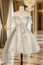 Gray Tulle Off the Shoulder Homecoming Dresses