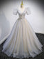 Gray Tulle Sequin Long Prom Dress, Gray Tulle Prom Graduation Dresses