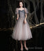 Gray Tulle Short A Line Dress Homecoming Dresses