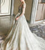 Gray V Neck Tulle Long Prom Dress Long Sleeve Prom Dresses 1