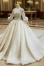 Great Choice Champagen Ball Gown Tulle Sequins V-neck Long Sleeve Beading Wedding Dresses