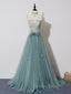 Green A Line Lace Long Prom Dress, A Line Green Lace Long Prom Dresses