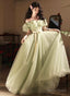 Green A Line Off Shoulder Tulle Prom Dress Prom Dress, Green Tulle Prom Dresses
