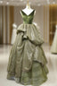 Green Ball Gown Sequins V-neck Backless Luxury Prom Dresses