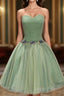 Green Ball Gowns Sweetheart Short Tulle Homecoming Dresses With Beading