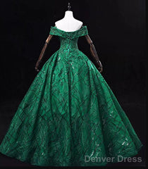 Green Ball Gown Sweetheart Tulle Sweet 16 Dress, Green Long Prom Dress Party Dress