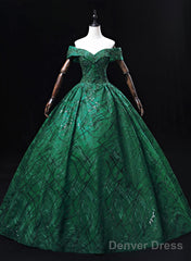 Green Ball Gown Sweetheart Tulle Sweet 16 Dress, Green Long Prom Dress Party Dress
